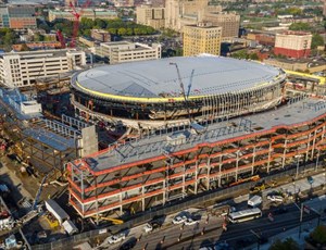 El Little Caesars Arena, en construcción, futura sede de los Red Wings y tal vez de los Pistons