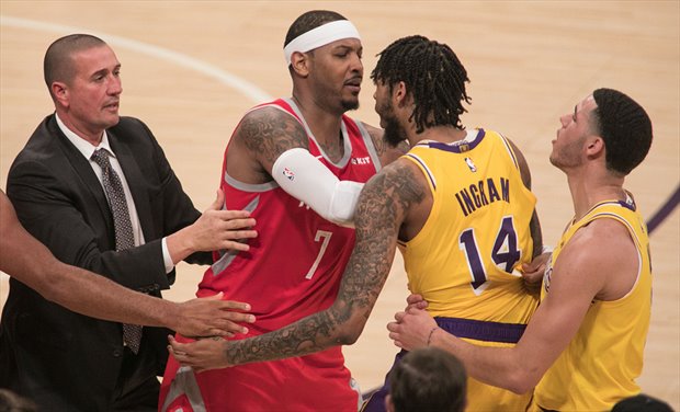 Carmelo Anthony, en un enfrentamiento con Lakers esta temporada