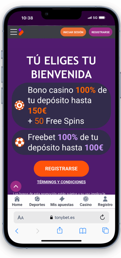 bono de bienvenida Tonybet España