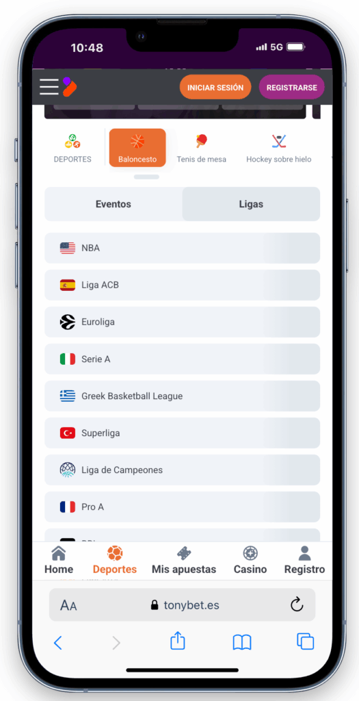 baloncesto en Tonybet España