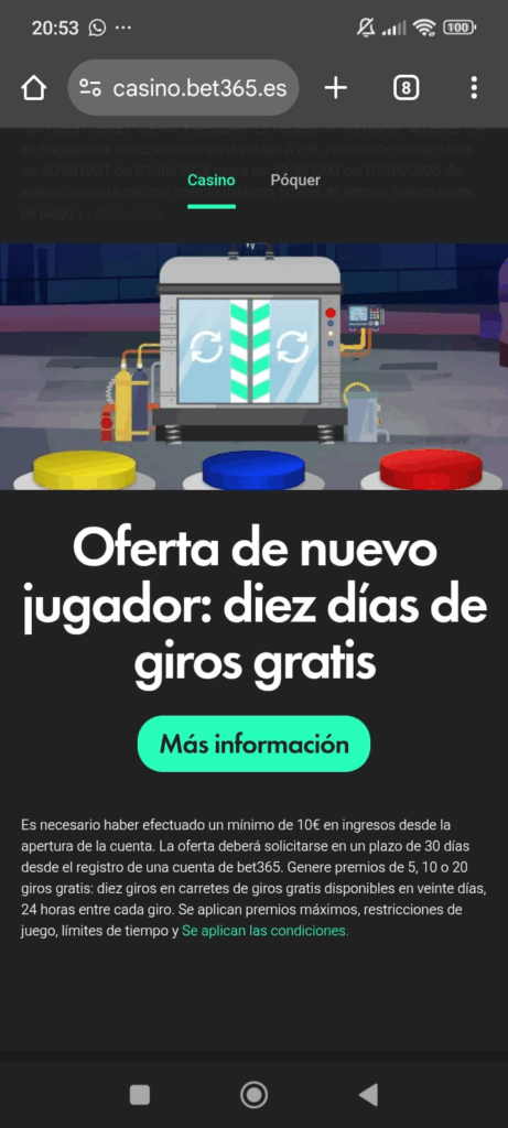 bono de bienvenida casino bet365 españa