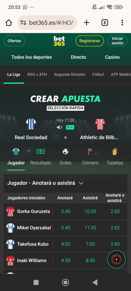 herramienta crear apuesta en bet365 españa