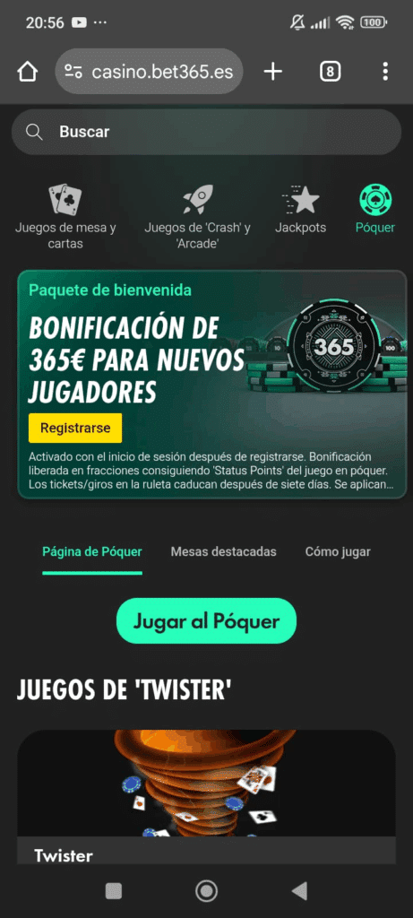 paquete de bienvenida poker bet365
