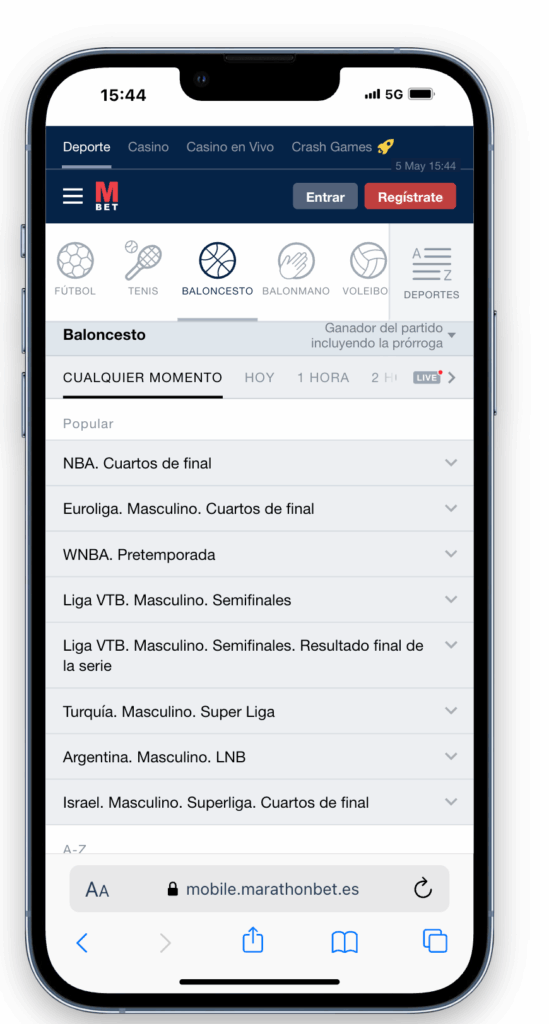 apuestas en baloncesto en Marathonbet