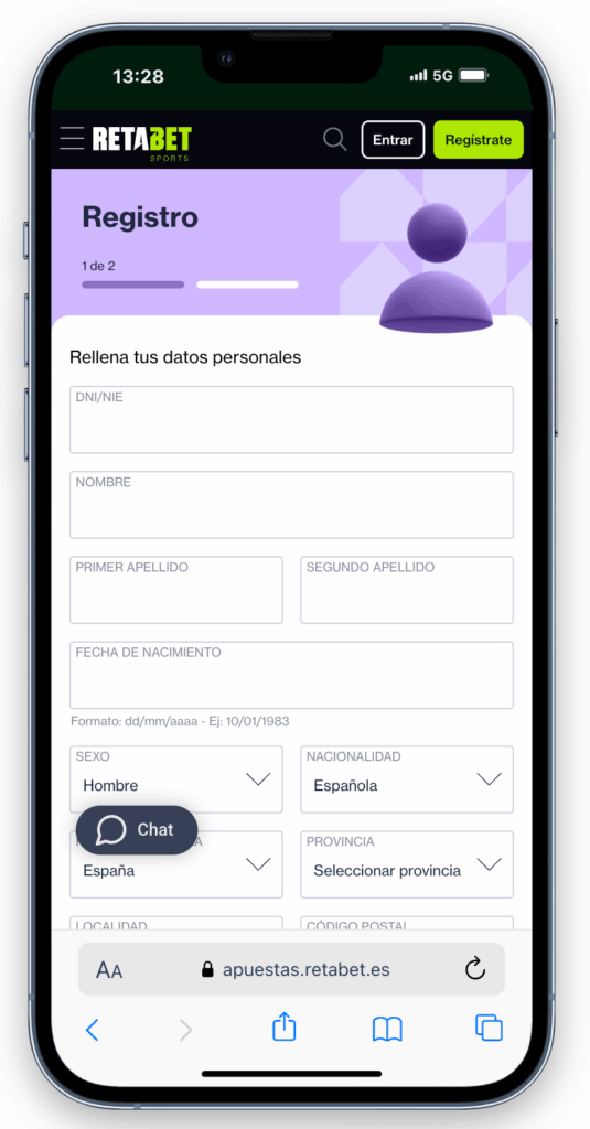 registrarse en Retabet