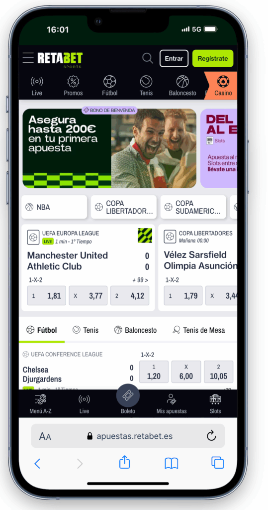 retabet es la mejor casa de apuesta para apuestas en directo en España