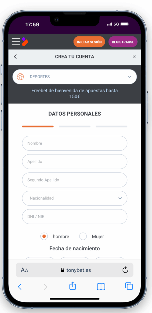 registro en tonybet españa