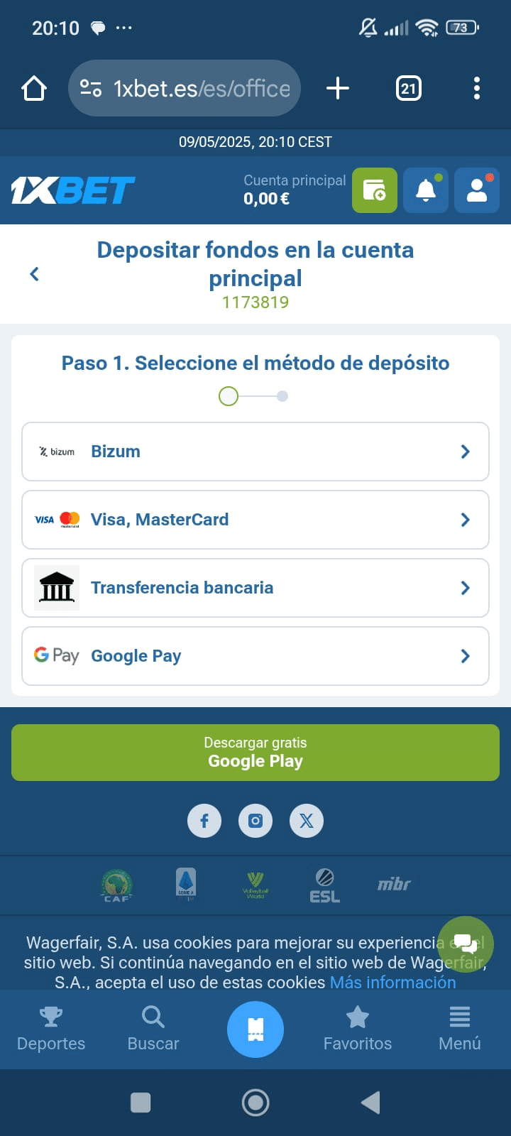deposito 1xbet