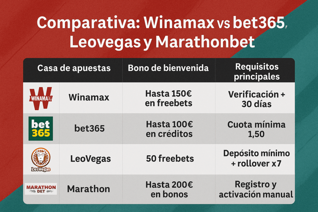 código promocional winamax vs bet365, leovegas y marathonbet