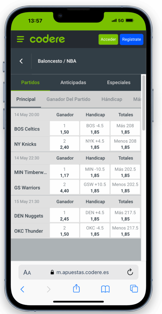 codere casa de apuestas nba