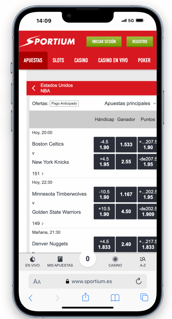 apuestas nba sportium