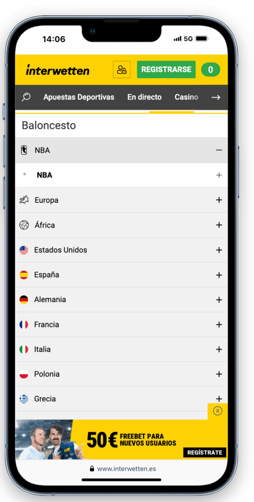 apuestas baloncesto en Interwetten