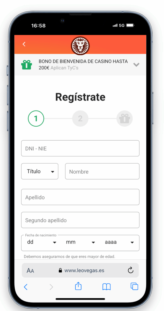 cómo registrarse en Leovegas España