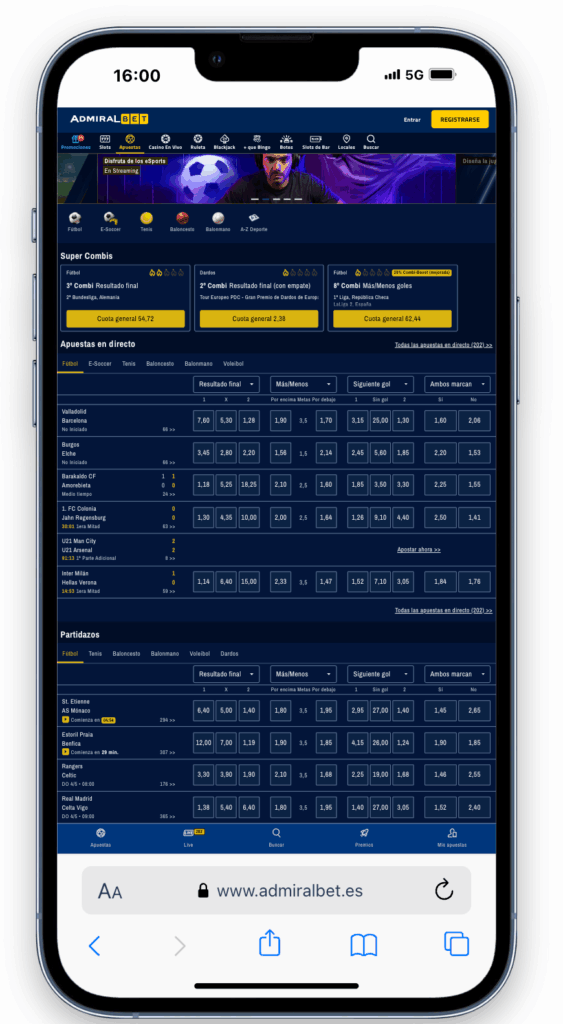 Admiral bet es la mas completa nueva casa de apuesta online