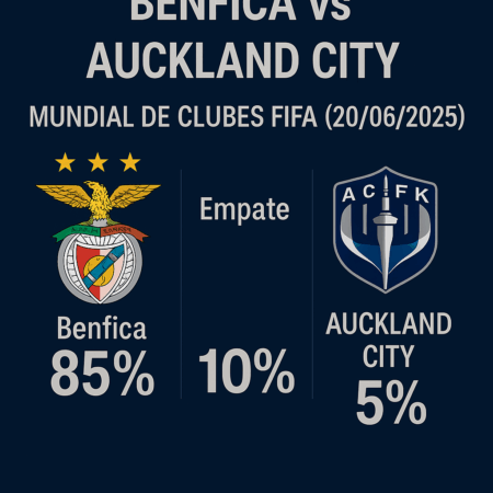 Pronóstico Benfica vs Auckland City – Mundial de Clubes FIFA (20/06/2025)