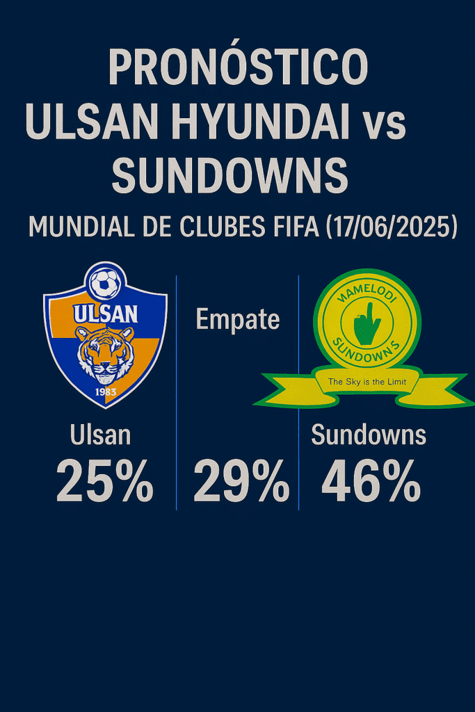 Pronóstico Ulsan Hyundai vs Sundowns – Mundial de Clubes FIFA (17/06/2025) 2 Pronóstico Ulsan Hyundai vs Sundowns