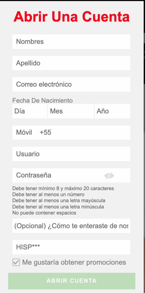 cómo registrarse y activar el código promocional Caliente 