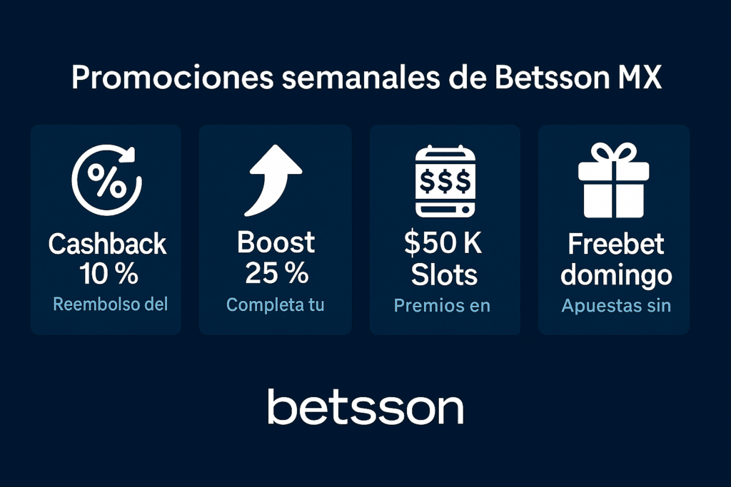 Código promocional Betsson México: bono hasta $5 000 MXN sin código 6 bonos Betsson México