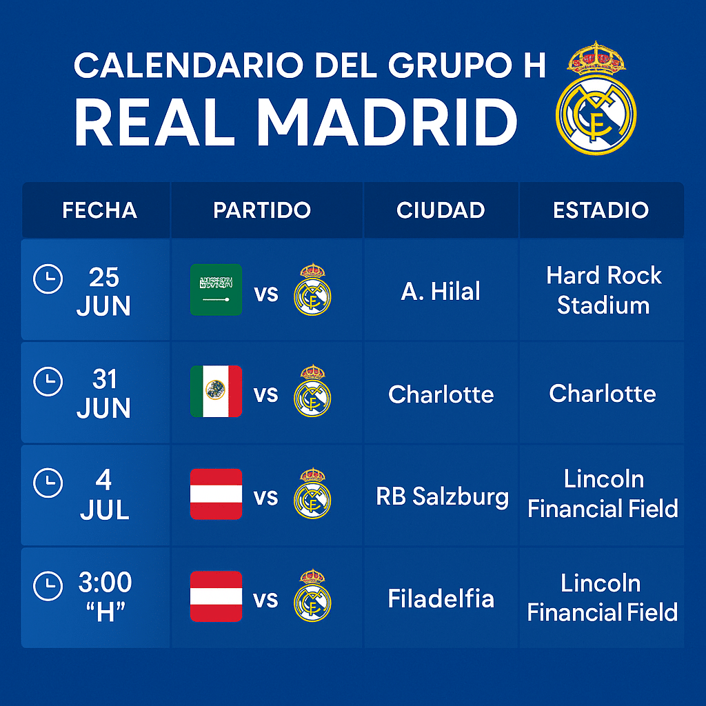 Real Madrid Mundial de Clubes 2025 – Calendario, Rivales, Jugadores y Apuestas 1 partidos de real madrid mundial de clubes 2025