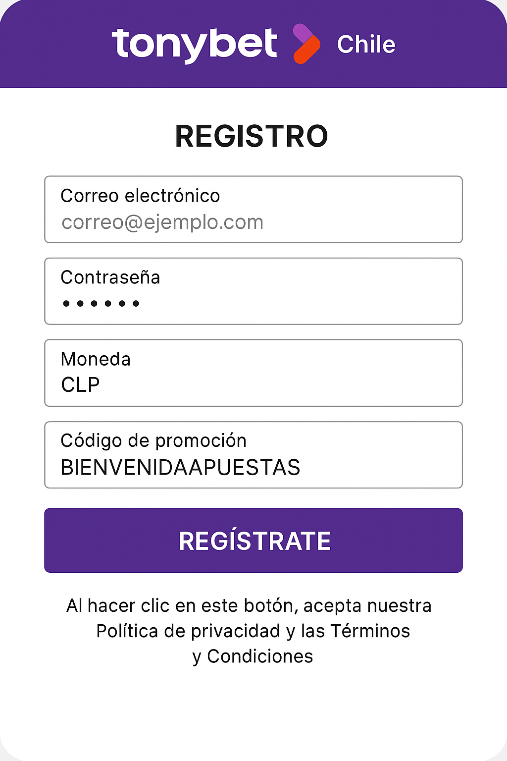 código promocional tonybet chile: bienvenidaapuestas
